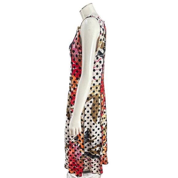 Voir Voir Size 14 Multicolor Polka Dot Patchwork Leaf Print Sleeveless Midi Boho - Picture 3 of 13